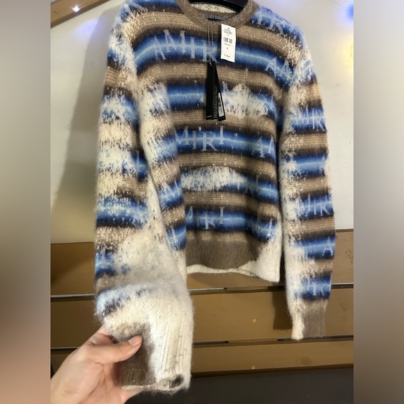 Amiri bleached Stripe Alpaca , mohair&wool blend sweater size M - Picture 4 of 9